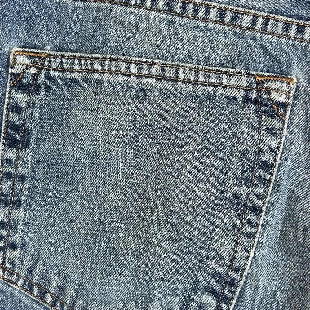 Eddie Bauer Men Jeans Size 33x32 Straight Blue Distressed Hems Classic Denim